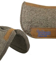 Chocolate Grey 100% Pressed Wool Round Saddle Pad with Blue Stitching