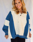 Colorblock Quilted Fleece Patchwork Oversize Hoodie