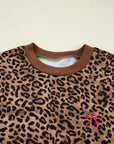 Leopard Contrast Trim Top and Pants Set