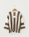 Colorblock Stripe V-Neck 3/4 Sleeve Sweater