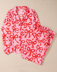 Bow Long Sleeve Top and Pants Pajama Set