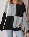 Colorblock Crewneck Henley Sweatshirt