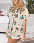 Baha Ranch Country Cow Print Christmas Satin Short Pajama Sets