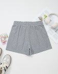 Checker Drawstring Elastic Waist Pocketed Shorts
