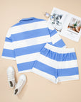 Stripe Half Zip Oversize Tee and Shorts Set