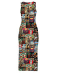 Baha Ranch Colores De Mexico Destination Mexico Sleeveless Bodycon Side Slit Long Dress
