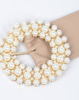 Pearl Round Buckle Plus Size Belt Featuring FiftyInch Length And TwoPointFiveInch Width