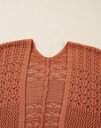 Plus Size Solid Pointelle Knit Open Front Cardigan