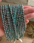 15” Heishi Turquoise Necklace – 4mm Turquoise & 5mm Sterling Silver Pearls