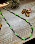 Jade Dye Green & Sterling Silver Pearl Necklace – 21 ¾” Plus Extender