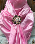 35X35" Solid Pink Wild Rag / Scarf WRS27 - Crystal Concho Wild Rag Slides - Assorted