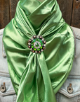 35X35" Solid Lime Wild Rag / Scarf WRS26 - Crystal Concho Wild Rag Slides - Assorted