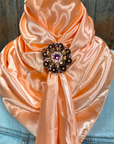 35X35" Solid Peach Wild Rag / Scarf WRS24 - Crystal Concho Wild Rag Slides - Assorted