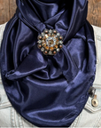 35X35" Solid Dark Blue Wild Rag / Scarf WRS9 - Crystal Concho Wild Rag Slides - Assorted