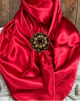 35X35" Solid Electric Red Wild Rag / Scarf WRS10 - Crystal Concho Wild Rag Slides - Assorted