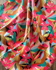 35X35" Fuchsia and Brown Floral Pattern Wild Rag / Scarf WR1037