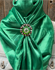 35X35" Solid Green Wild Rag / Scarf WRS18 - Crystal Concho Wild Rag Slides - Assorted