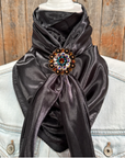 35X35" Solid Black Wild Rag / Scarf WRS4 - Crystal Concho Wild Rag Slides - Assorted