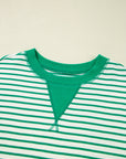Stripe Reverse Seam Patchwork Long Sleeve Top