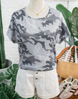 Camo Short Sleeve Round Neck T-Shirt