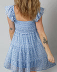 Floral Square Neck Smocked Tiered Mini Dress