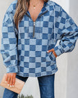 Taracella Checkerboard Zipped Kangaroo Hoodie