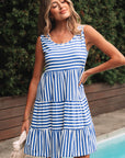 Stripe Scoop Neck Sleeveless Mini Dress
