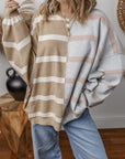 Jream Stripe Colorblock Oversized Sweater
