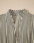 Stripe V-Neck Zip Front Midi Dress