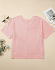 Plus Size Rhombus Pointelle Knit V-Neck Top