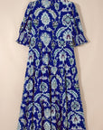 Floral Frilled Collar Puff Sleeve Maxi Dress