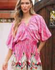 Paisley Geometric V-Neck High Waist Romper