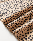 Cheetah Frilled V-Neck Short Sleeve Blouse