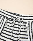 Stripe Knitted Top & Drawstring Shorts Set