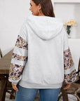 Plus Size Camo Patchwork Asymmetric Sleeve Hoodie