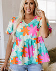Kathryn Bubble Sleeve Peplum Blouse
