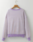 Angie Stripe Loose Drop Shoulder Long Sleeve Top