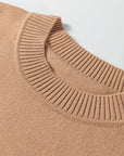 Solid Knit Short Puff Sleeve Sweater