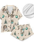 Baha Ranch Country Cow Print Christmas Satin Short Pajama Sets