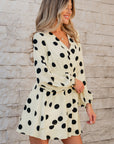 Polka Dot Surplice V-Neck Puff Sleeve Mini Dress