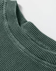 Waffle Knit Patchwork Long Sleeve Top