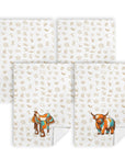 Set of 4 Minimalistic Western Highland Cow Cattle Brands Kitchen Towels Made in America