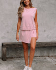 Mineral Wash Tank Top and Lined Split Skirt Set