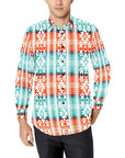 Turquoise Orange Aztec Unisex Western Button UP Shirt