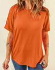 Solid Short Sleeve Crew Neck Tee