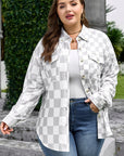 Plus Size Checker Button-Up Western Jacket