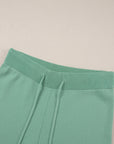 Contrast Trim Top and Drawstring Pants Set