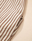 Stripe Leopard Trim 3/4 Sleeve Midi Shirt Dress