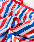 Americana Stripe Cutout Spaghetti Strap Swimsuit