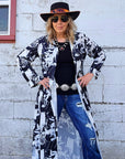 Baha Ranch Black White Cowboy Western Duster Dress